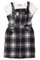 Button Front Plaid Mini Dress With Tee