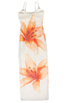 Large Flower Print Mesh Maxi Dress - Ivory