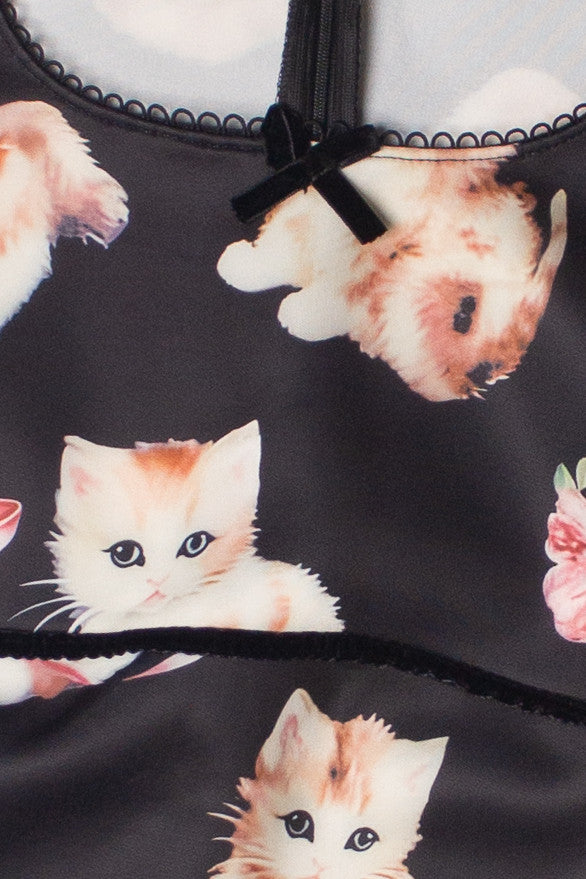 Cute Kitten Cap Sleeve Dress