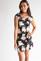 Cute Kitten Cap Sleeve Dress