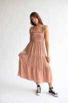 Gauze Ruffle Strap Maxi Dress