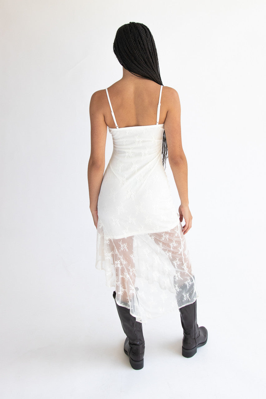 Asymmetric Hem Lace Dress