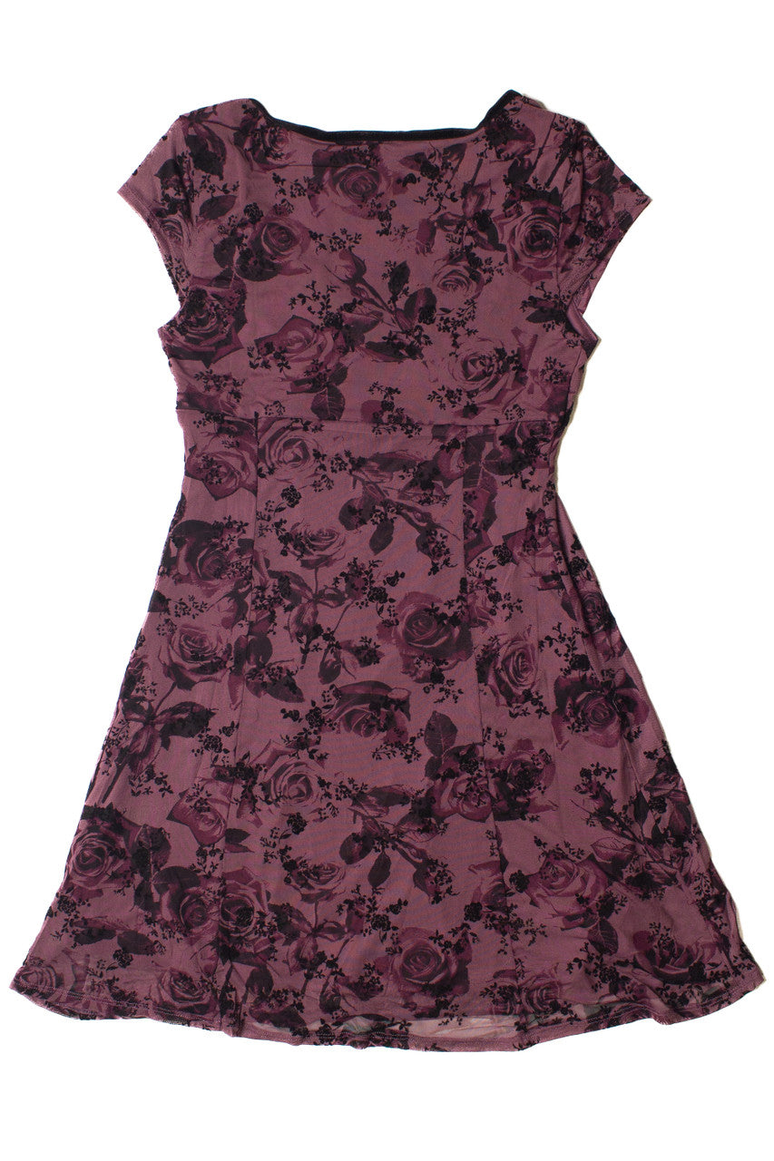 Mesh Fit & Flare Floral Mini Dress