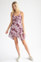 Floral Mesh Hanky Hem Dress