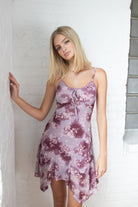 Floral Mesh Hanky Hem Dress