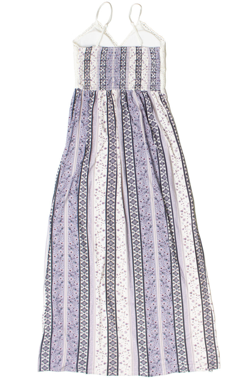 Lace Top Border Print Maxi Dress