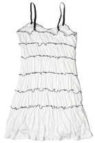 Contrast Stitch Ribbon Bow Tiered Mini Dress