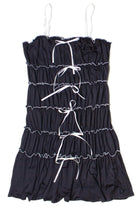 Contrast Stitch Ribbon Bow Tiered Mini Dress