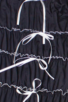 Contrast Stitch Ribbon Bow Tiered Mini Dress
