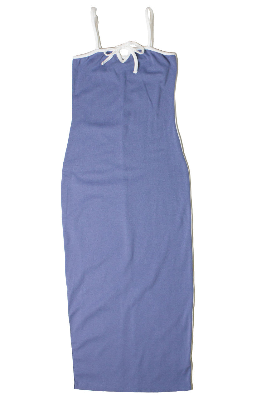 Contrast Trim Tie Front Maxi Dress