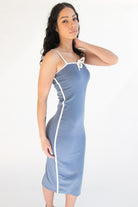 Contrast Trim Tie Front Maxi Dress