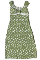 Puff Sleeve Lace Trim Floral Maxi Dress