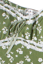 Puff Sleeve Lace Trim Floral Maxi Dress