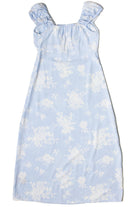 Puff Sleeve Lace Trim Floral Maxi Dress