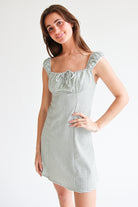 Sage Gingham Dress Front View