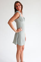 Sage Gingham Dress Side View