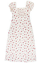 Rose Print Empire Waist Puff Sleeve Dress
