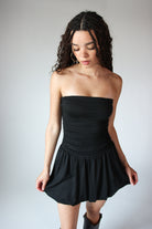 Strapless Bubble Hem Mini Dress