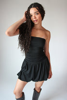 Strapless Bubble Hem Mini Dress