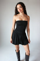 Strapless Bubble Hem Mini Dress