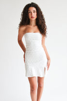 Strapless Split Hem Dress White