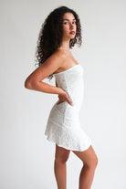 Strapless Split Hem Dress White