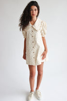 Floral Peter Pan Collar Denim Dress