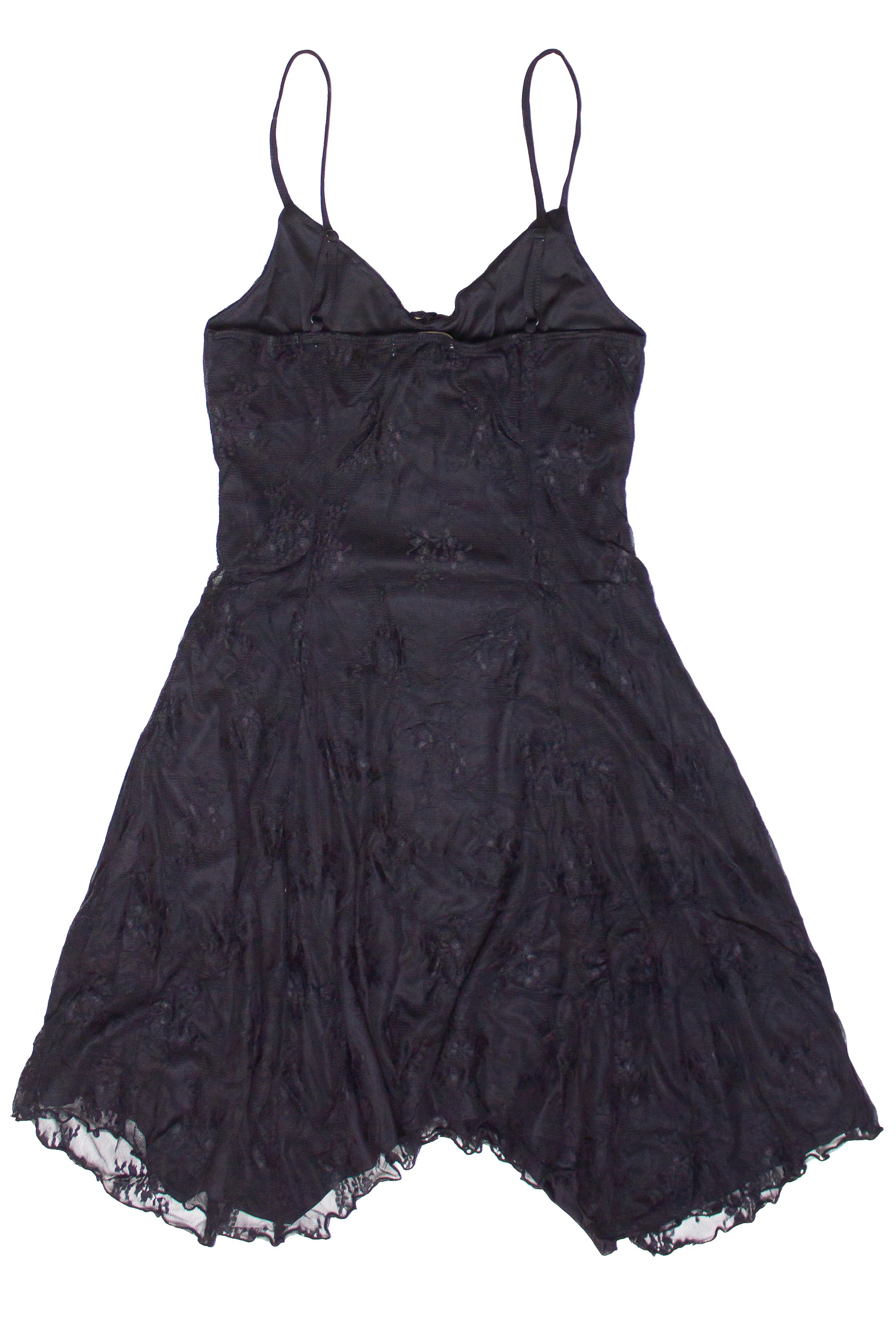 Mesh Lace Hanky Hem Mini Dress