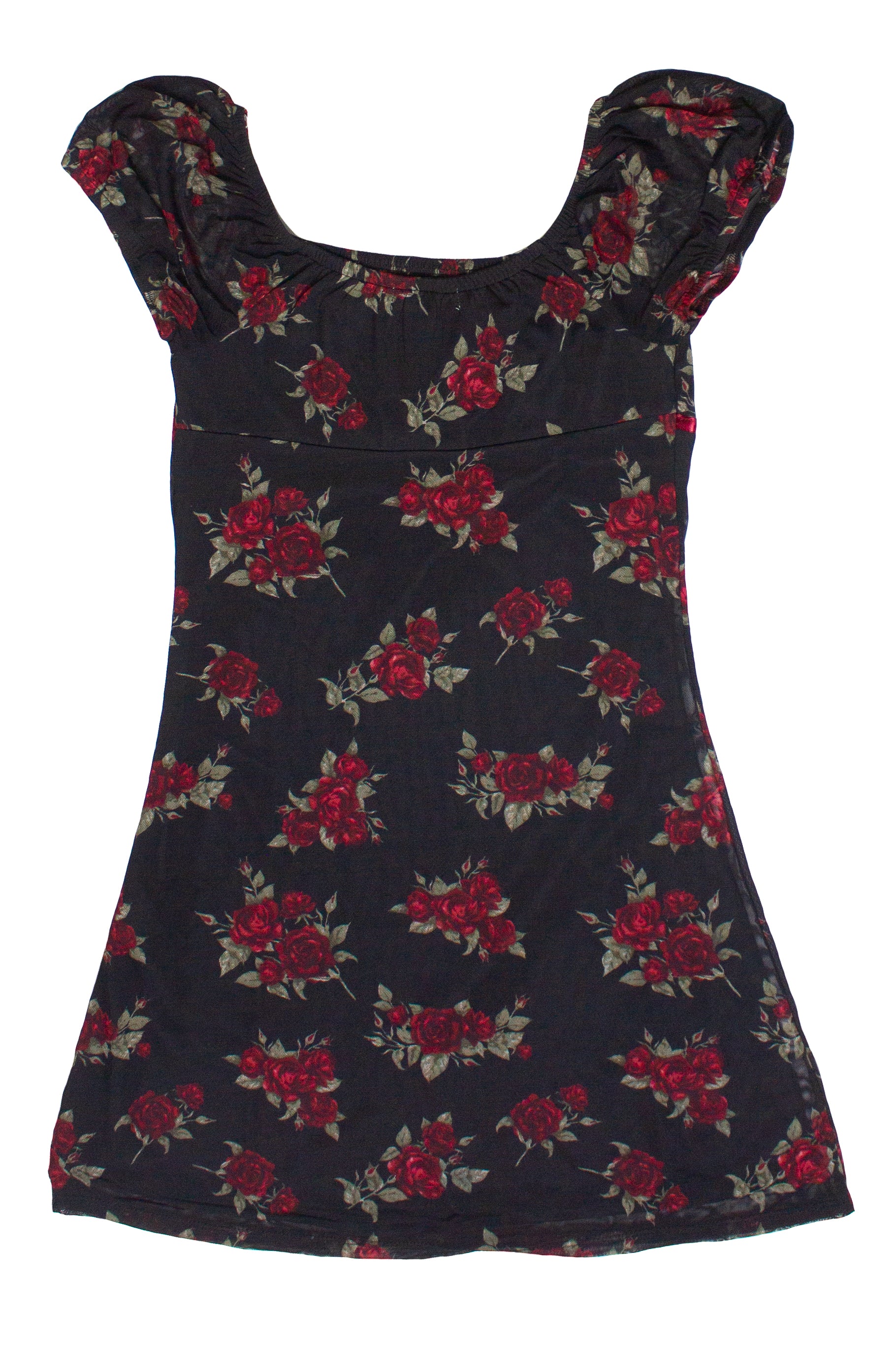 rose print mesh dress Rose Print Mesh Empire Waist Mini Dress – Ragstock