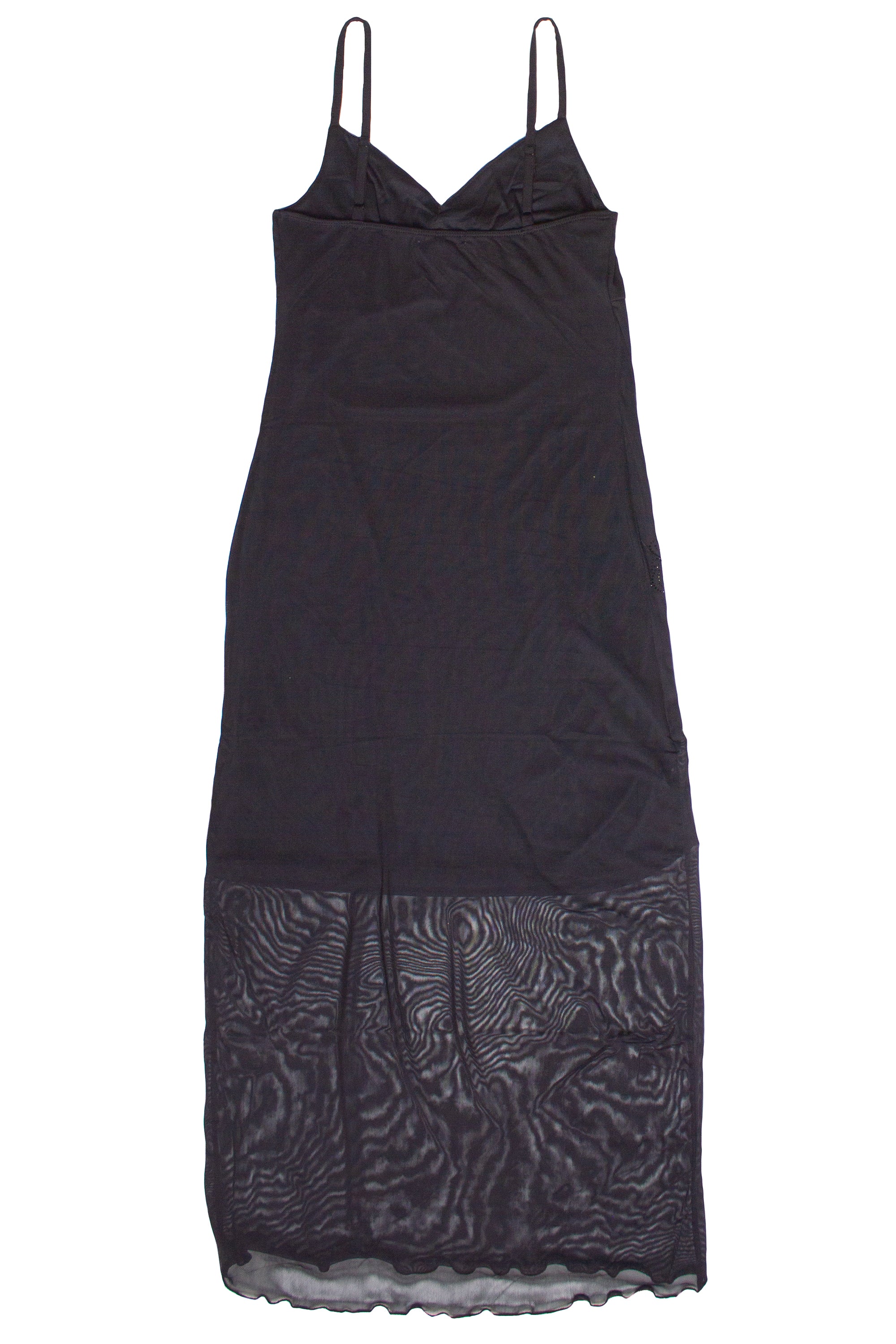 Mesh Cami Tea Length Dress - Black