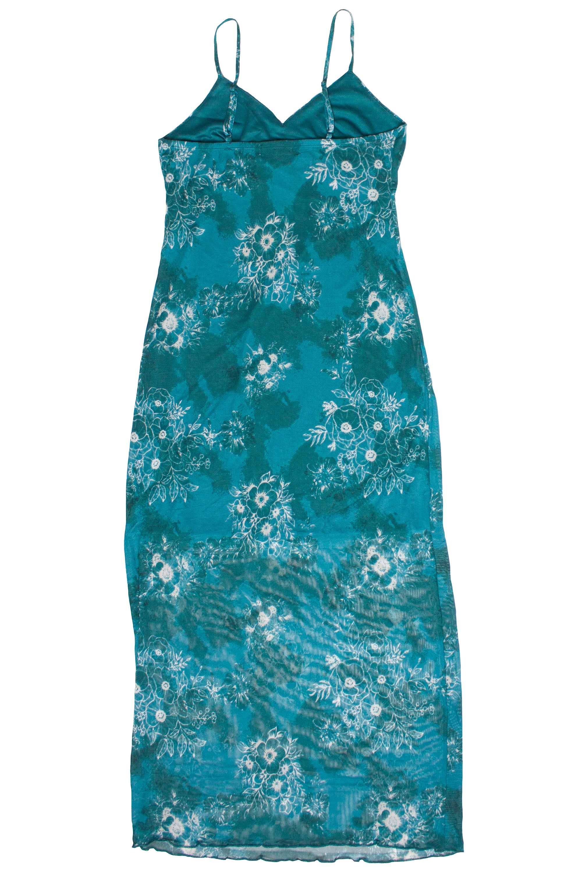Mesh Cami Tea Length Dress - Teal