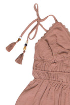 Beaded Tie Straps Maxi Dress - Brown