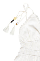 Beaded Tie Straps Maxi Dress - White