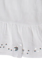 Sequin Flower Strapless Mini Dress - White 