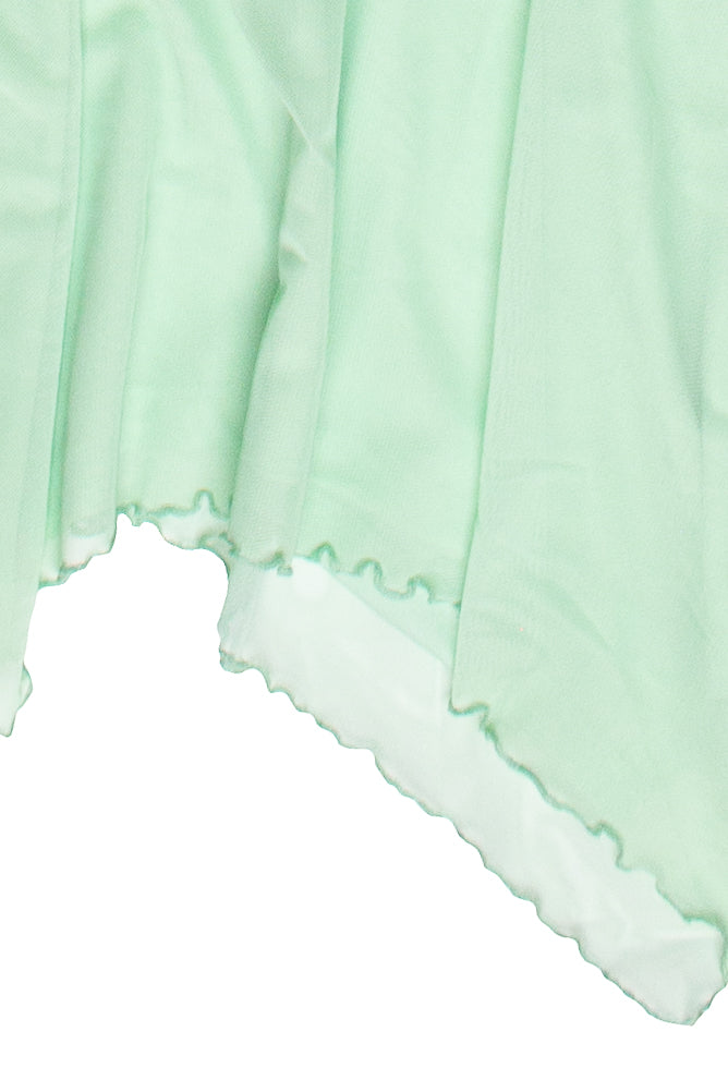 Flower Mesh Hanky Hem Midi Dress Green / M Flower Mesh Hanky Hem Midi Dress Green / M