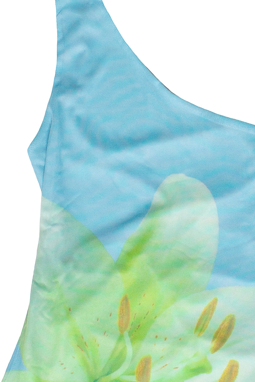 Orchid & Lily Mesh Lace Up Back Mini Dress