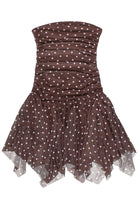 Tube Top Hanky Hem Mini Dress - Brown