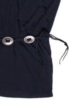 Drop Waist Western Belt Mini Dress - Black