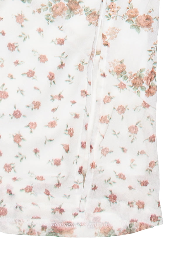 Mixed Floral Print Mesh Midi Dress