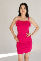 Feather Trim Cami Mini Dress