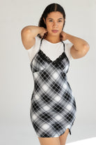 Plaid Cami Mini Dress With Tee