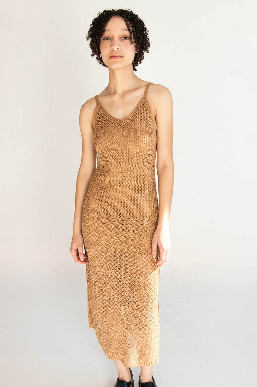 Lined Crochet Maxi Dress XL / Camel Lined Crochet Maxi Dress XL / Camel