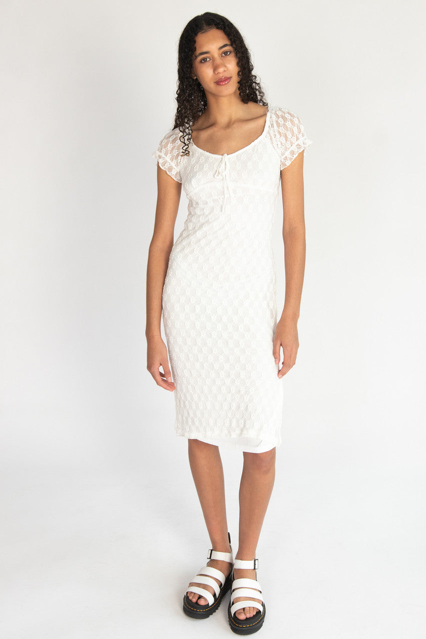 Floral Lace Sweetheart Midi Dress