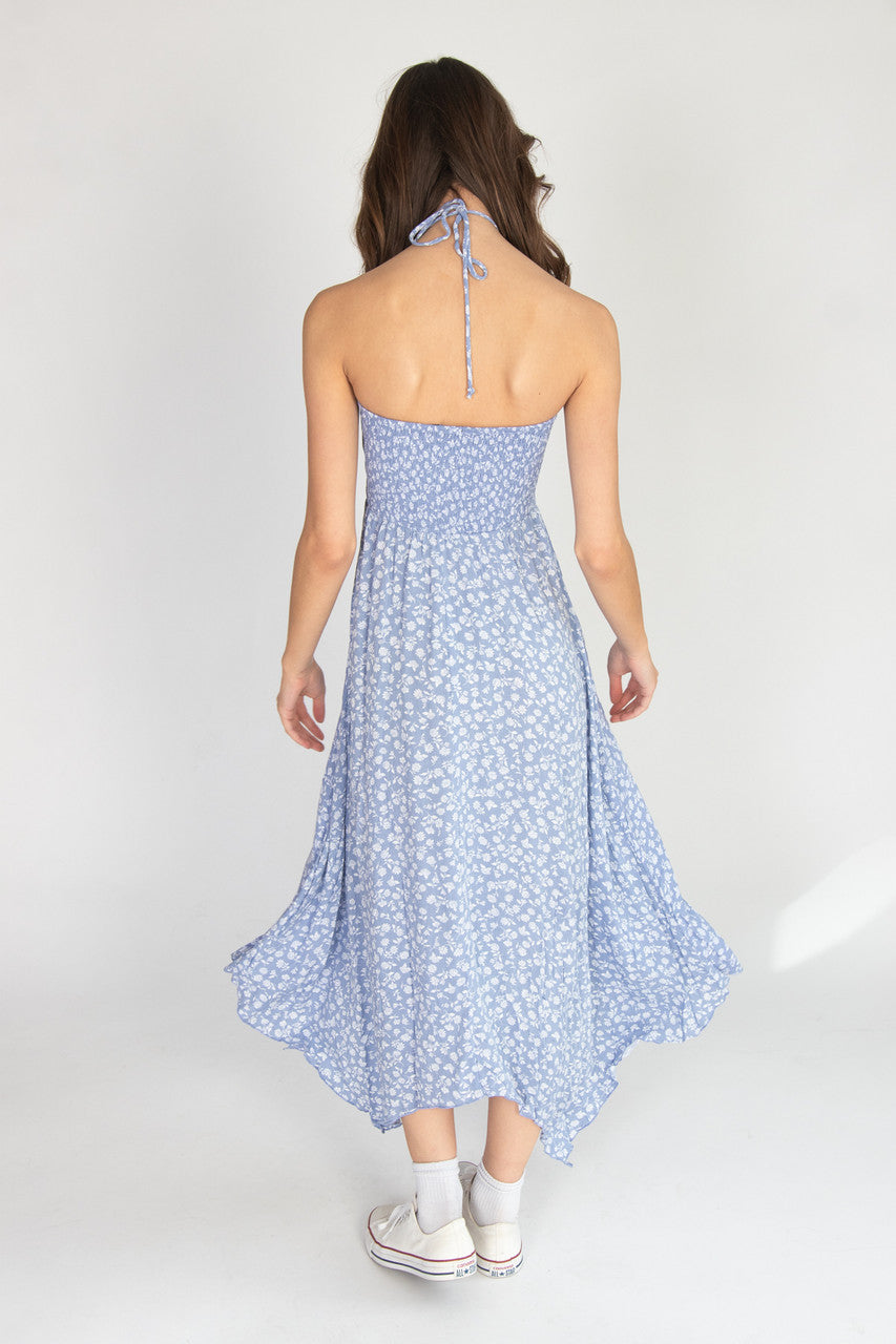 Floral Smocked Hanky Hem Dress