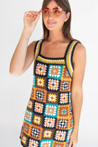 Crochet Granny Square Mini Dress