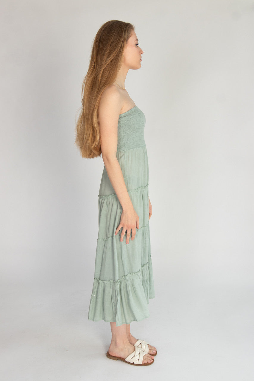 Tube Top Smocked Maxi Dress