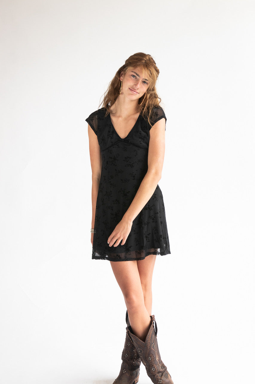 Mesh Fit & Flare Floral Mini Dress