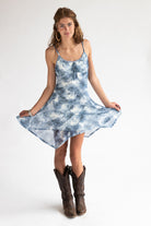 Floral Mesh Hanky Hem Dress