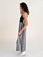 Lace Top Border Print Maxi Dress