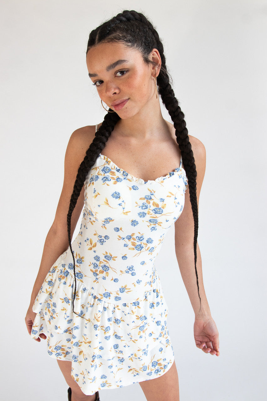 Drop Waist Patterned Mini Dress